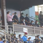 पूर्वप्रधानमन्त्री ओली र गृहमन्त्री खाँण नेपाल-भारतबीचको फुटबल खेल हेर्न रंगशालामा